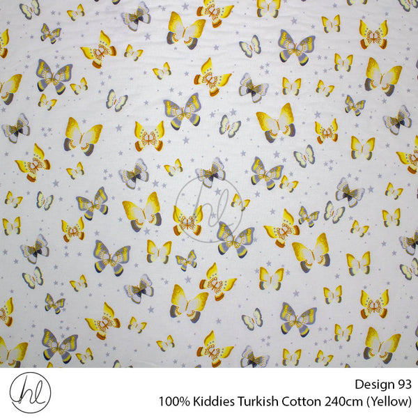 100% Kiddies Turkish Cotton (Design 93) (240cm) (Per M) (Yellow)