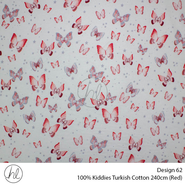 100% Kiddies Turkish Cotton (Design 62) (240cm) (Per M) (Red)