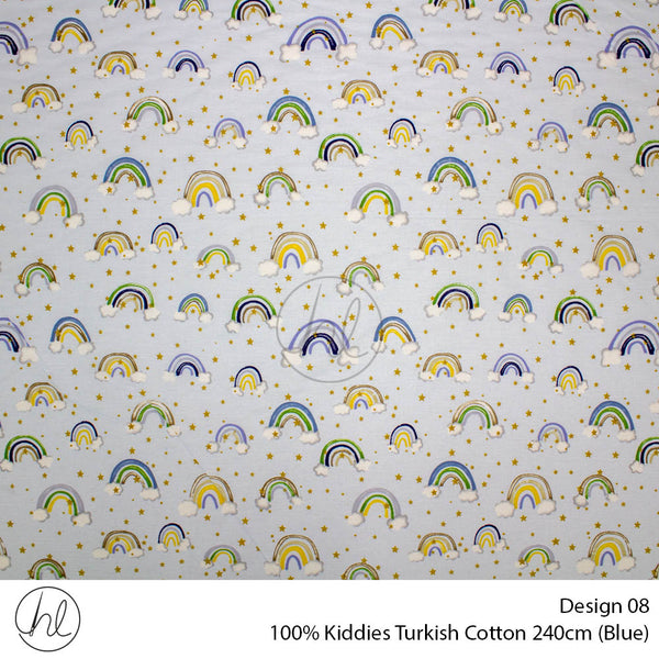 100% Kiddies Turkish Cotton (Design 08) (240cm) (Per M) (Blue)