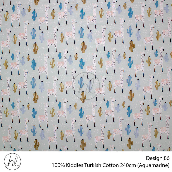 100% Kiddies Turkish Cotton (Design 86) (240cm) (Per M) (Aquamarine)