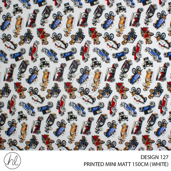 PRINTED MINI MATT (DESIGN 127) (150CM) (PER M) (WHITE)