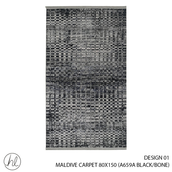 MALDIVE CARPET (80X150) (DESIGN 01) (BLACK/BONE)