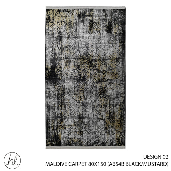 MALDIVE CARPET (80X150) (DESIGN 02) (BLACK/MUSTARD)