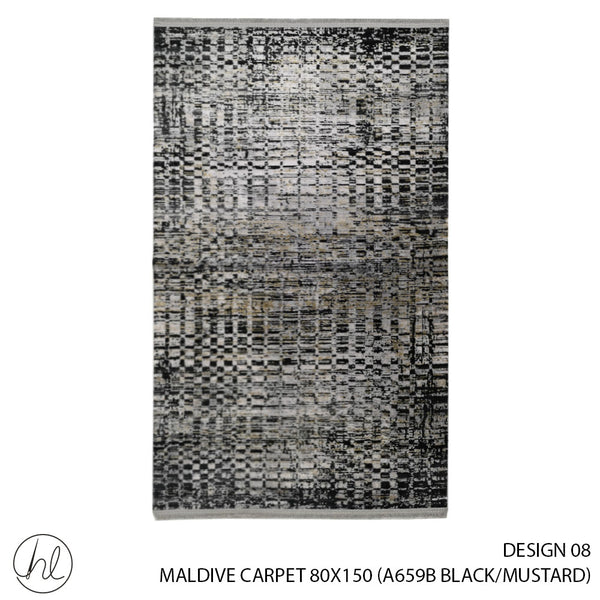 MALDIVE CARPET (80X150) (DESIGN 08) (BLACK/MUSTARD)