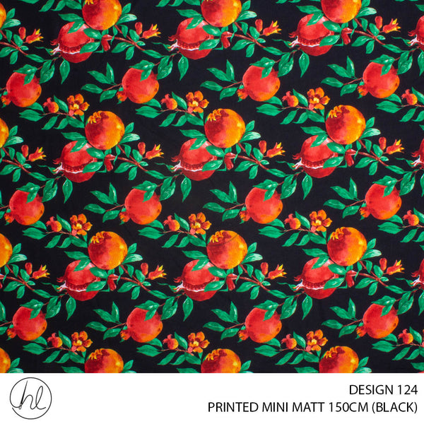 PRINTED MINI MATT (DESIGN 124) (150CM) (PER M) (BLACK)