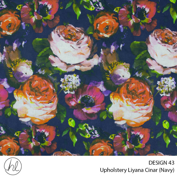 Liyana Cinar Upohlstery (DESIGN 43) (Navy) (140cm Wide) Price Per m