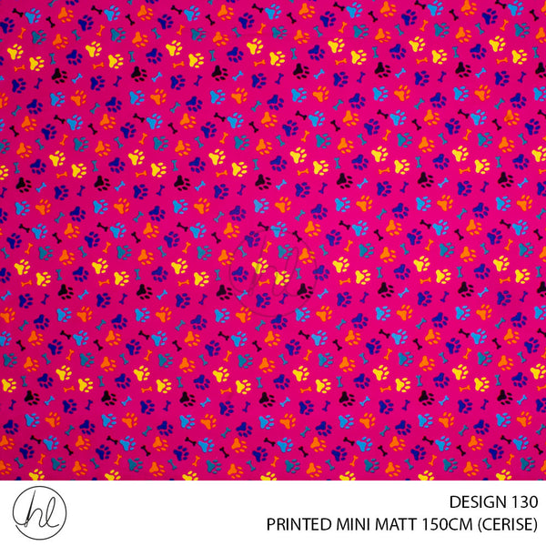 PRINTED MINI MATT (DESIGN 130) (150CM) (PER M) (CERISE)