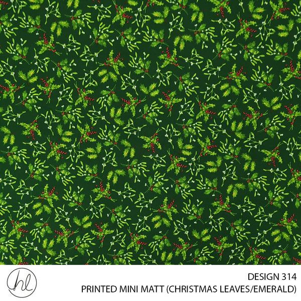 PRINTED MINI MATT (DESIGN 314) (150CM) (PER M) (CHRISTMAS TREES) (EMERALD)