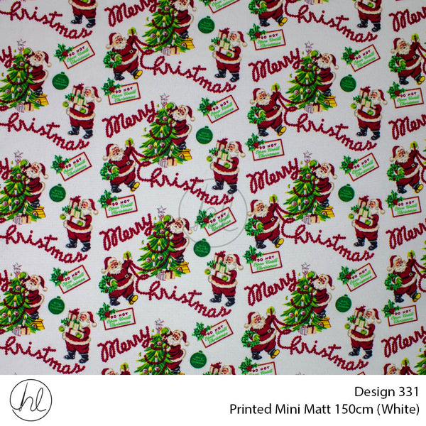 Printed Mini Matt (Design 331) (150cm) (Per m) (White)