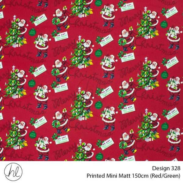 Printed Mini Matt (Design 328) (150cm) (Per m) (Red/Green)