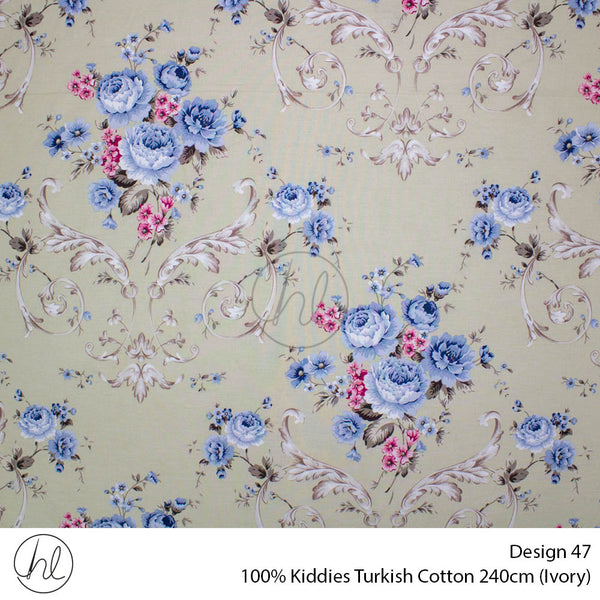 100% Kiddies Turkish Cotton (Design 47) (240cm) (Per M) (Ivory)