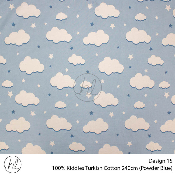 100% Kiddies Turkish Cotton (Design 15) (240cm) (Per M) (Powder Blue)