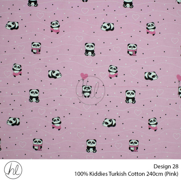 100% Kiddies Turkish Cotton (Design 28) (240cm) (Per M) (Pink)