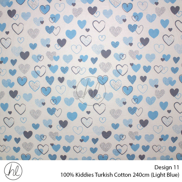 100% Kiddies Turkish Cotton (Design 11) (240cm) (Per M) (Light Blue)