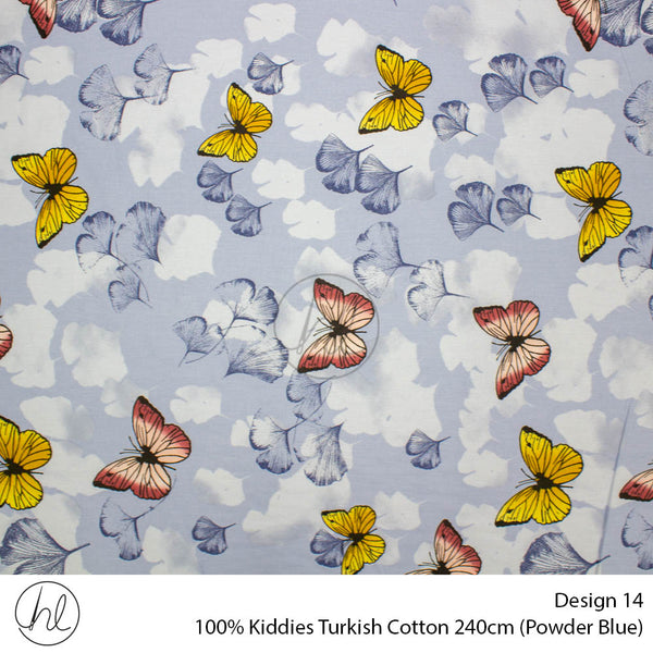 100% Kiddies Turkish Cotton (Design 14) (240cm) (Per M) (Powder Blue)