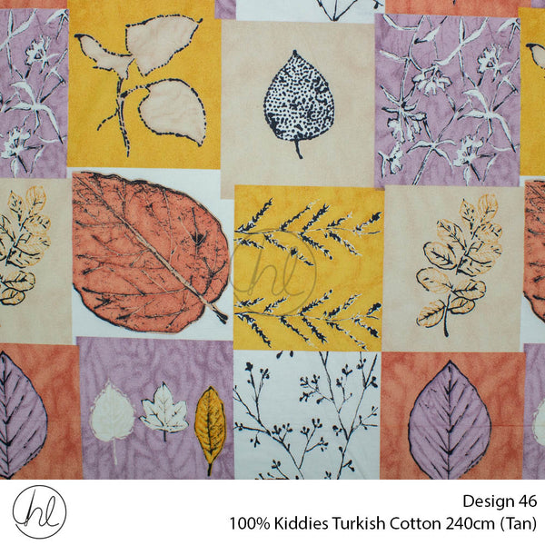 100% Kiddies Turkish Cotton (Design 46) (240cm) (Per M) (Tan)