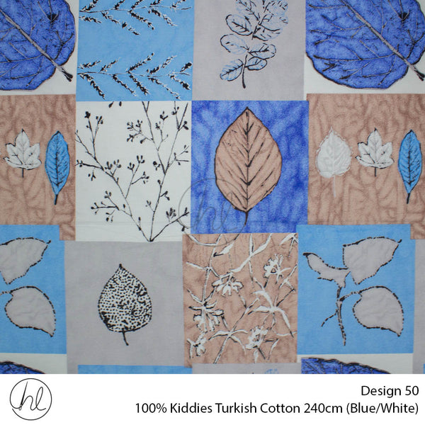 100% Kiddies Turkish Cotton (Design 50) (240cm) (Per M) (Blue/White)