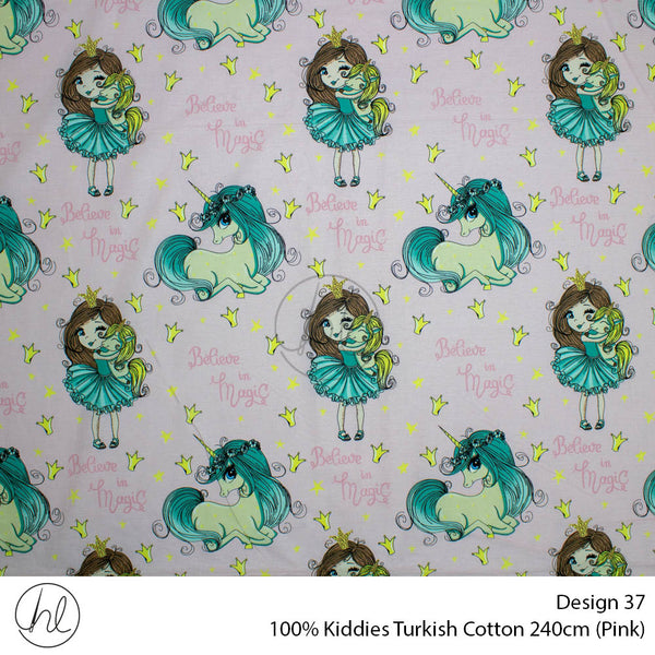 100% Kiddies Turkish Cotton (Design 37) (240cm) (Per M) (Pink)