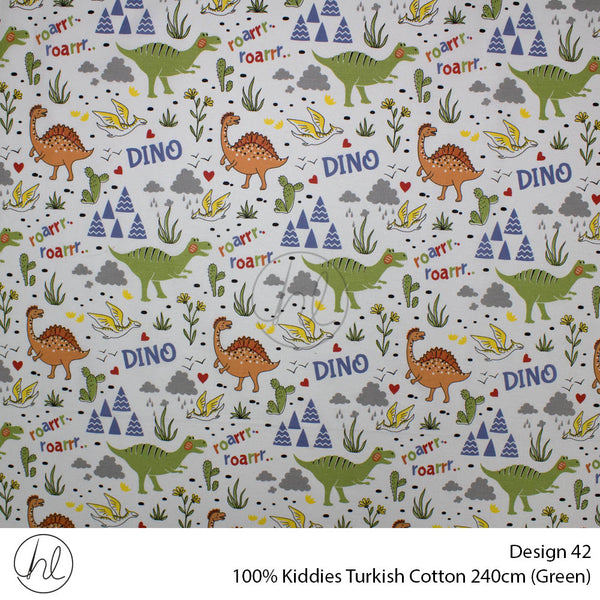 100% Kiddies Turkish Cotton (Design 42) (240cm) (Per M) (Green)