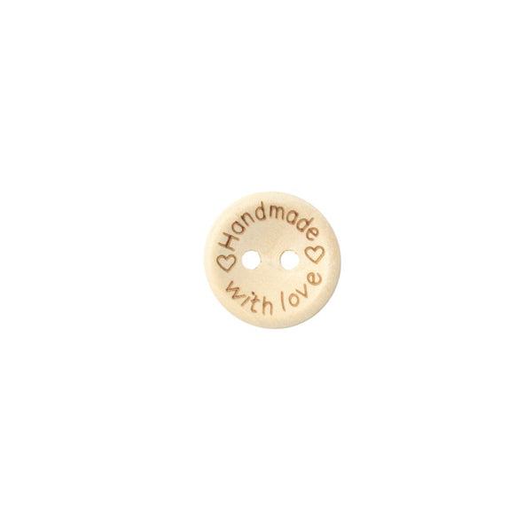 WOODEN BUTTONS HMW/LOVE (CREAM) (15MM) 44102