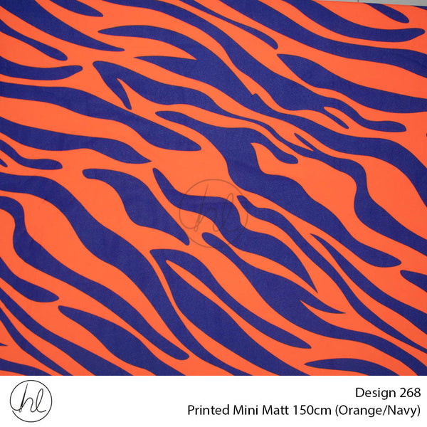 Printed Mini Matt (Design 268) (150cm) (Per m) (Orange/Navy)