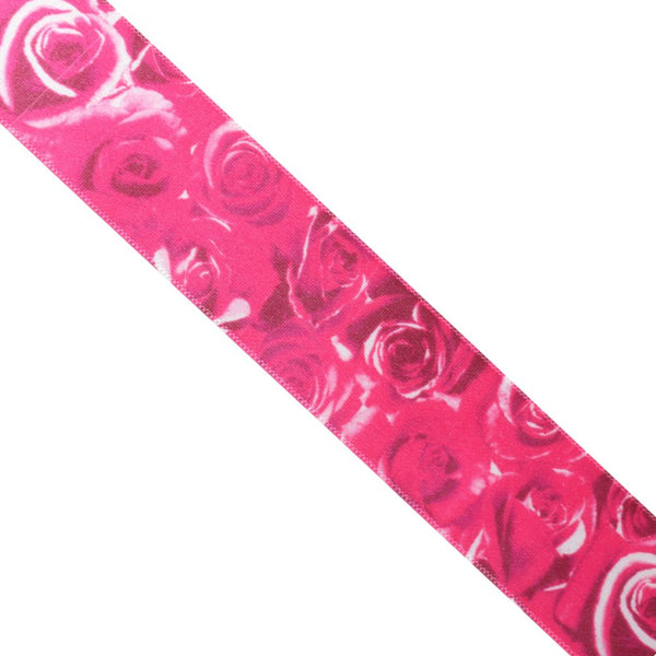 RIBBON SATIN FLOWER 38MM  CERISE FREE 1