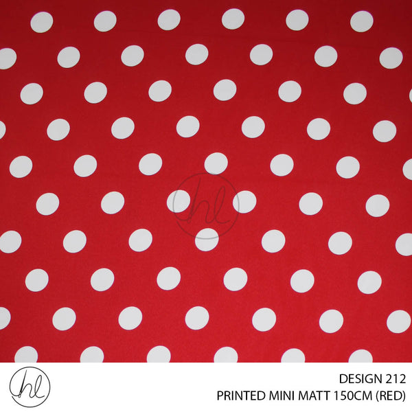 PRINTED MINI MATT (DESIGN 212) (150CM) (PER M) (RED)