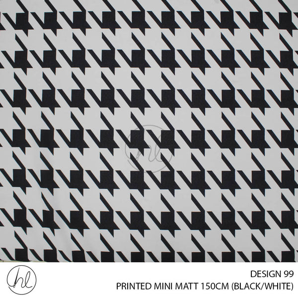 PRINTED MINI MATT (DESIGN 99) (150CM) (PER M) (BLACK/WHITE)
