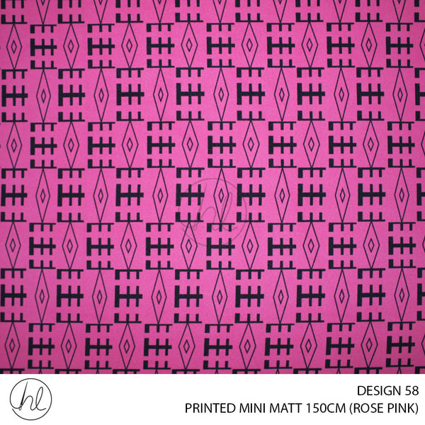 PRINTED MINI MATT (DESIGN 58) (150CM) (PER M) (ROSE PINK)