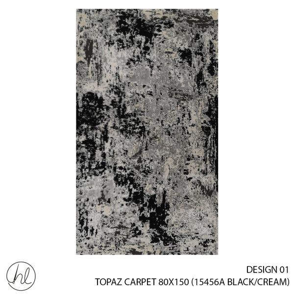 TOPAZ CARPET (80X150) (DESIGN 01) (BLACK/CREAM)