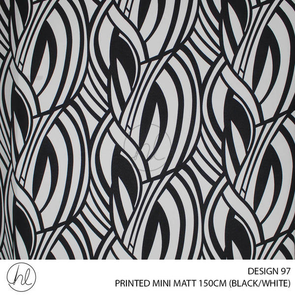 PRINTED MINI MATT (DESIGN 97) (150CM) (PER M) (BLACK/WHITE)