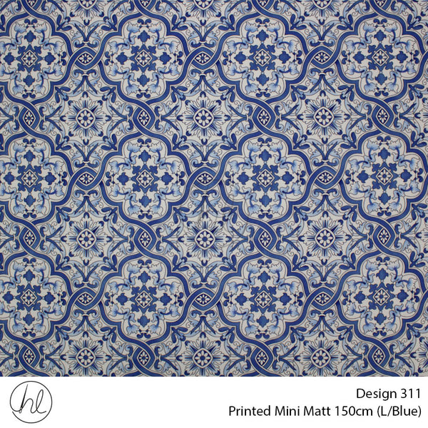 Printed Mini Matt (Design 311) (150cm) (Per m) (Light Blue)