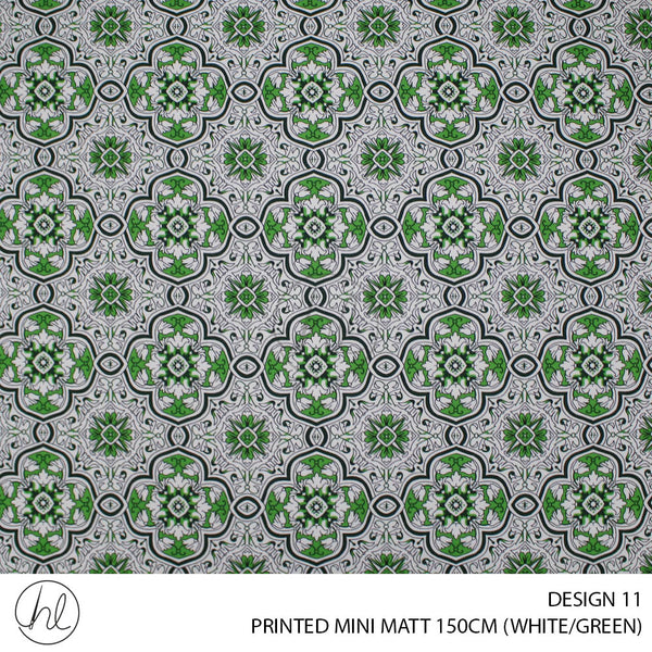 PRINTED MINI MATT (DESIGN 11) (150CM) (PER M) (WHITE/GREEN)