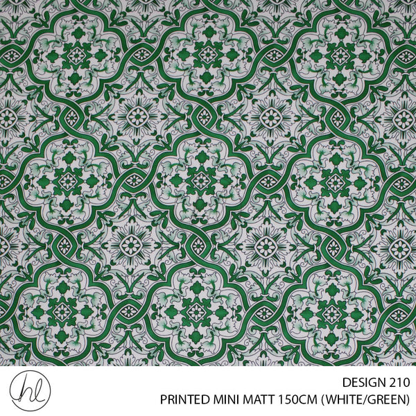 PRINTED MINI MATT (DESIGN 210) (150CM) (PER M) (WHITE/GREEN)