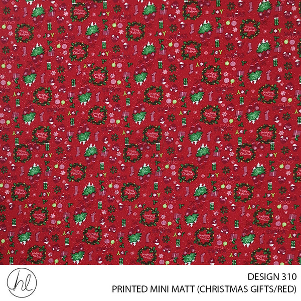 PRINTED MINI MATT (DESIGN 310) (150CM) (PER M) (CHRISTMAS GIFTS) (RED)