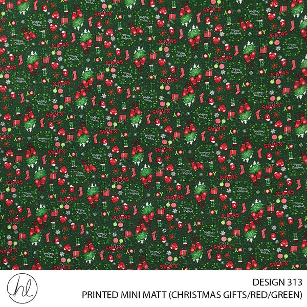 PRINTED MINI MATT (DESIGN 313) (150CM) (PER M) (CHRISTMAS GIFTS) (GREEN/RED)