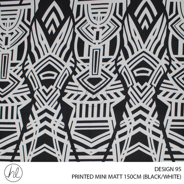 PRINTED MINI MATT (DESIGN 95) (150CM) (PER M) (BLACK/WHITE)