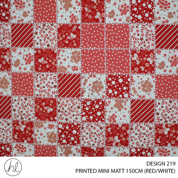 PRINTED MINI MATT (DESIGN 219) (150CM) (PER M) (RED/WHITE)