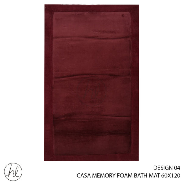 CASA MEMORY FOAM BATH MAT (60X120) (DESIGN 04) (MAROON)