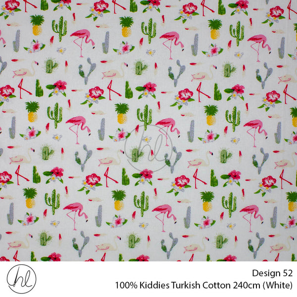 100% Kiddies Turkish Cotton (Design 52) (240cm) (Per M) (White)