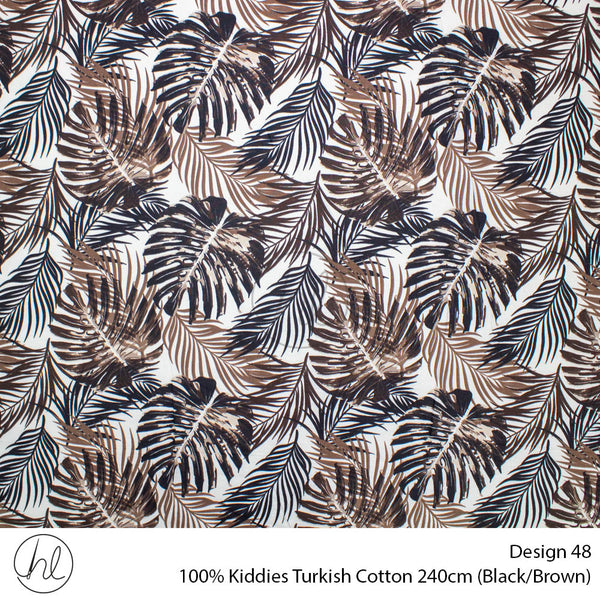 100% Kiddies Turkish Cotton (Design 48) (240cm) (Per M) (Black/Brown)