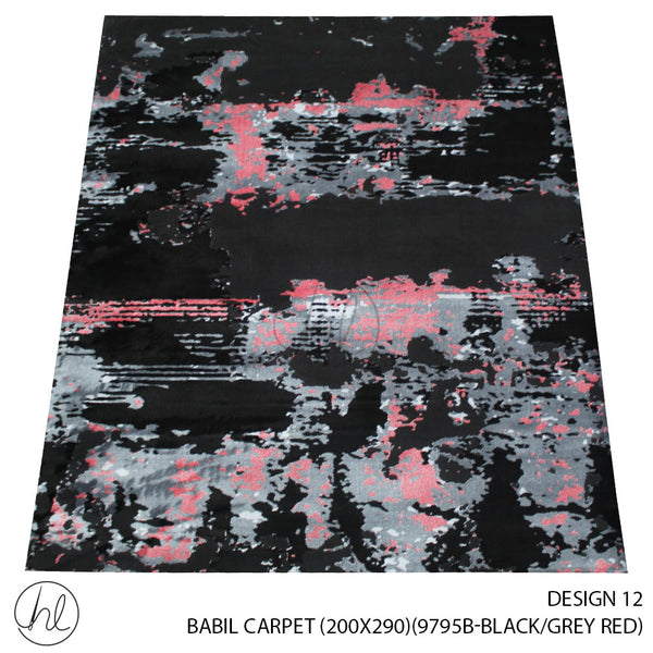 BABIL CARPET (200X290) (DESIGN 12) (BLACK/GREY/RED)