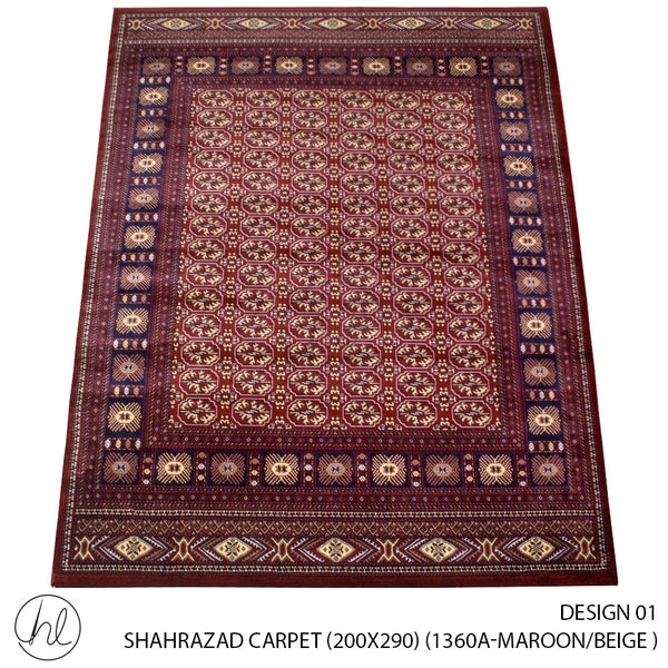 SHAHRAZAD CARPET (200X290) (DESIGN 01) (MAROON/BEIGE)