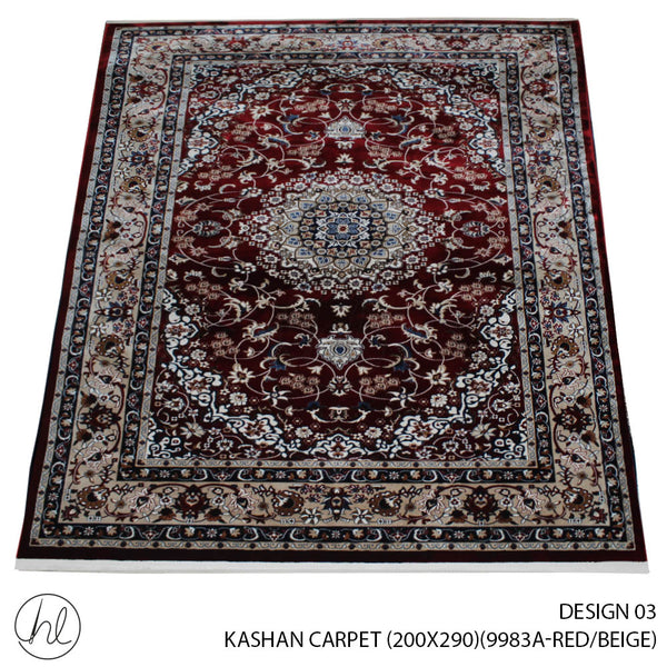KASHAN CARPET (200X290) (DESIGN 03) (RED/BEIGE)