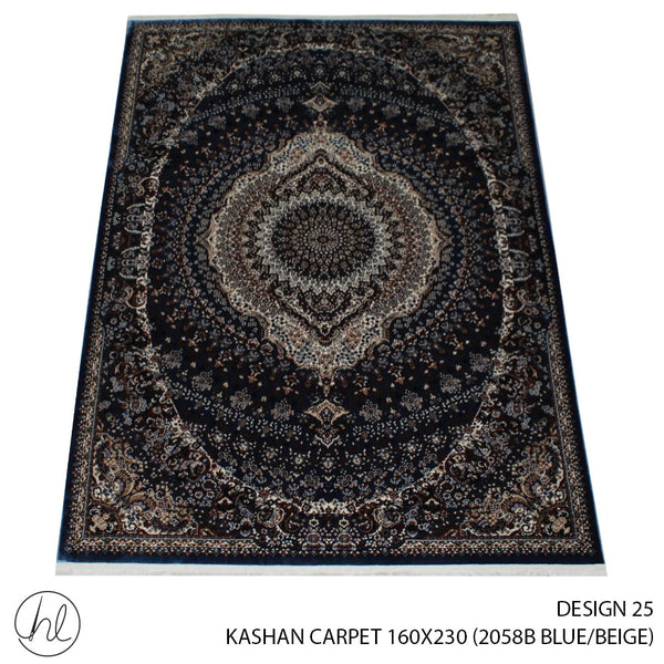 KASHAN CARPET (160X230) (DESIGN 25) (BLUE/BEIGE)