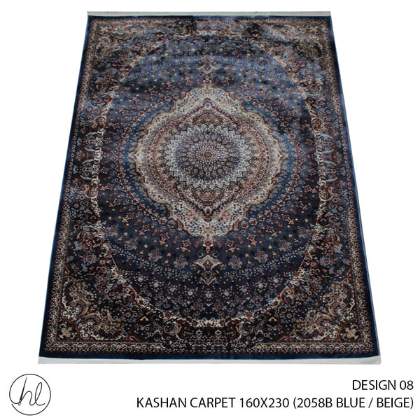 KASHAN CARPET (160X230) (DESIGN 08) (BLUE/BEIGE)