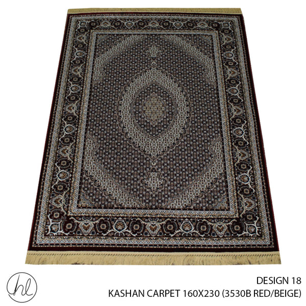 KASHAN CARPET (160X230) (DESIGN 18) (RED/BEIGE)