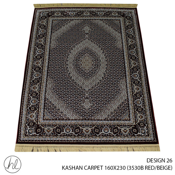 KASHAN CARPET (160X230) (DESIGN 26) (RED/BEIGE)