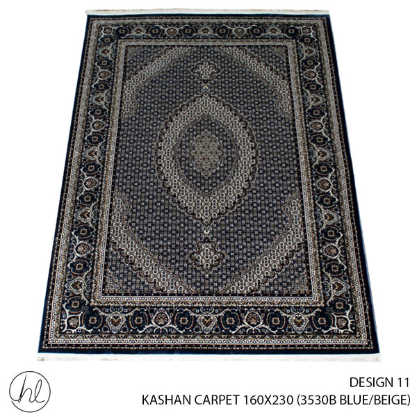 KASHAN CARPET (160X230) (DESIGN 11) (BLUE/BEIGE)