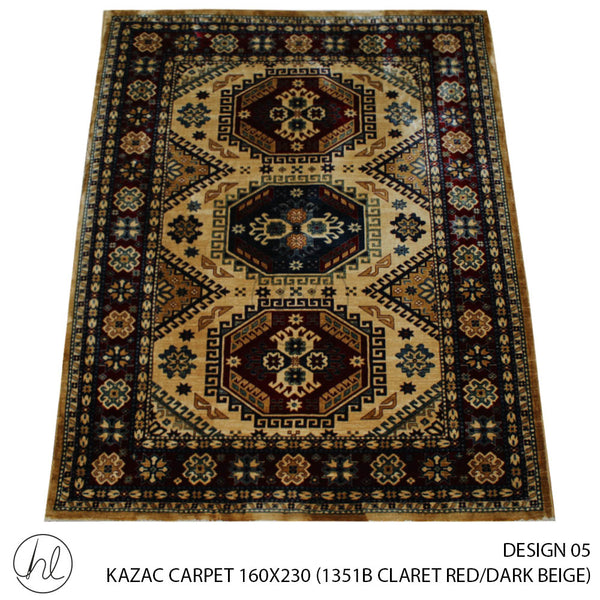 KAZAC CARPET (160X230) (DESIGN 05)  (CLARET RED/DARK BEIGE)